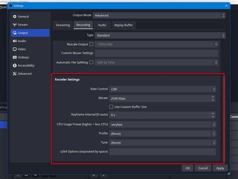Device settings for streaming
