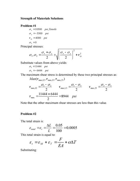 Strength Of Materials Problems And Solutions