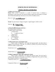 Strength Of Materials Two Marks Questions And Answers