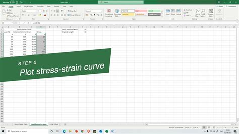 stress vs strain graph in excel