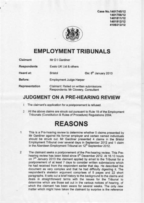 strike out employment tribunal