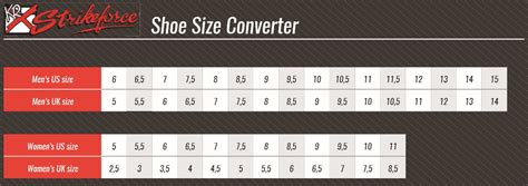 Strikeforce Bowling Shoes Size Chart