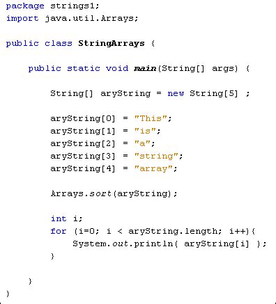 string code example in java