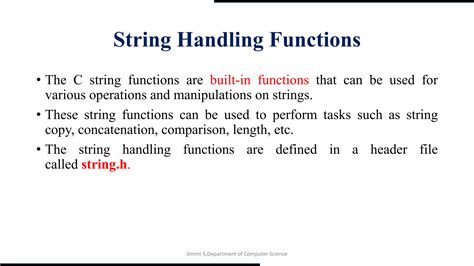 String Handling Functions In C Notes