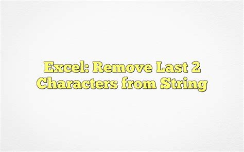 String How To Remove Characters