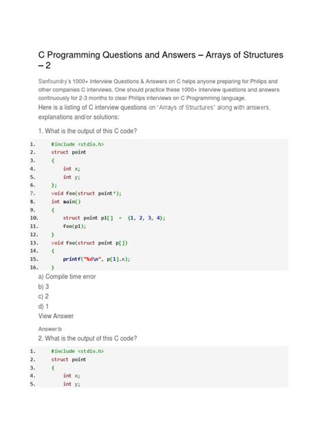 String In C Programming Questions And Answers