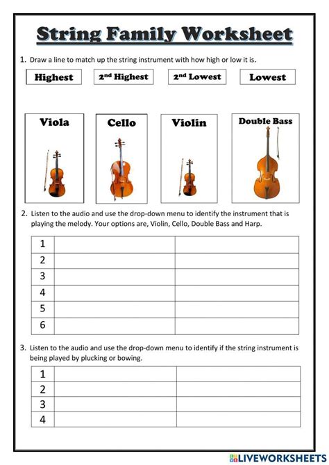 String Instruments Worksheet Pdf