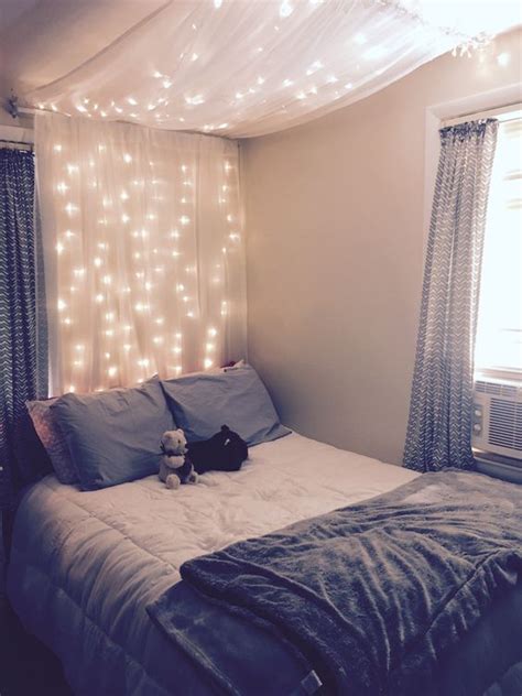 String Lights Above Headboard