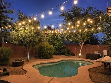 String Lights Around Pool Ideas
