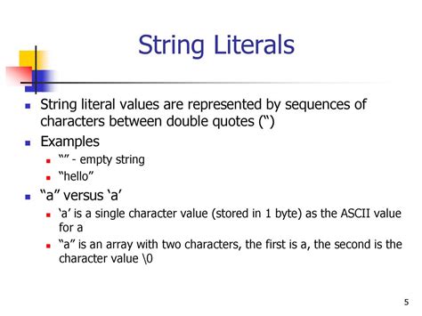 String Literal Examples