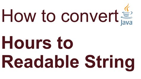 String To Hours In Java