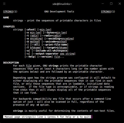 Strings Alternative Linux