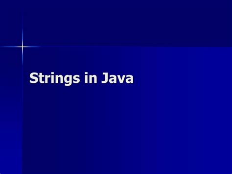 Strings In Java Ppt