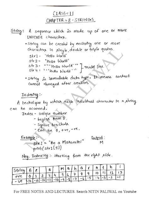 Strings Notes Class 11