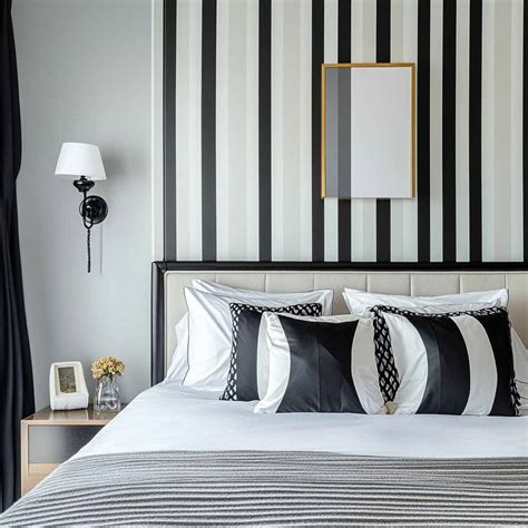 Striped Feature Wall Bedroom