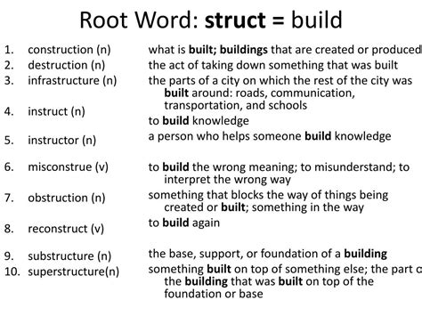 struct root word definition and examples