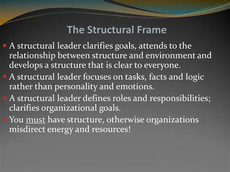 Structural Frame Leadership Examples