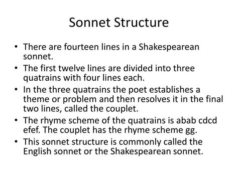 structure of a sonnet poem shakespeare