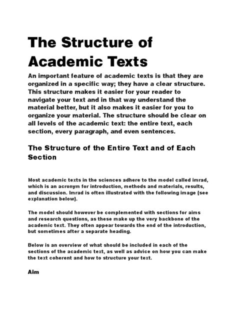 structure of academic text example grade 12