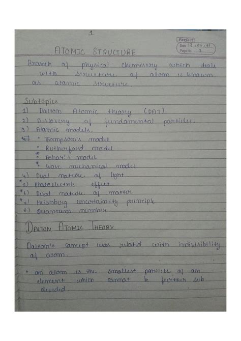 structure of atom class 11 jee notes