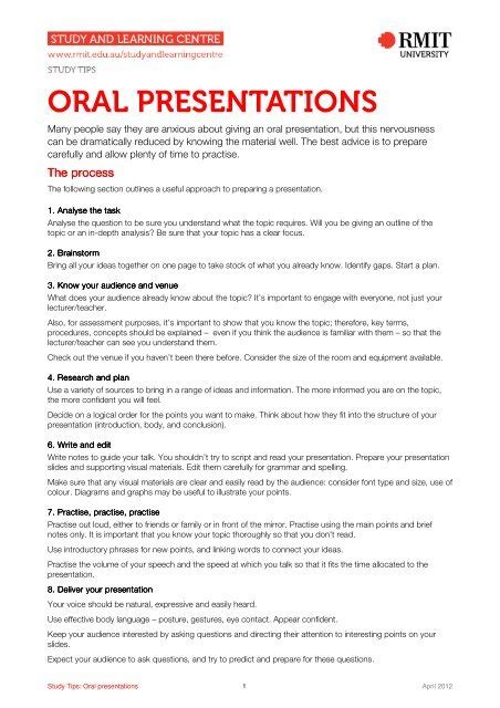 structure of oral presentation pdf