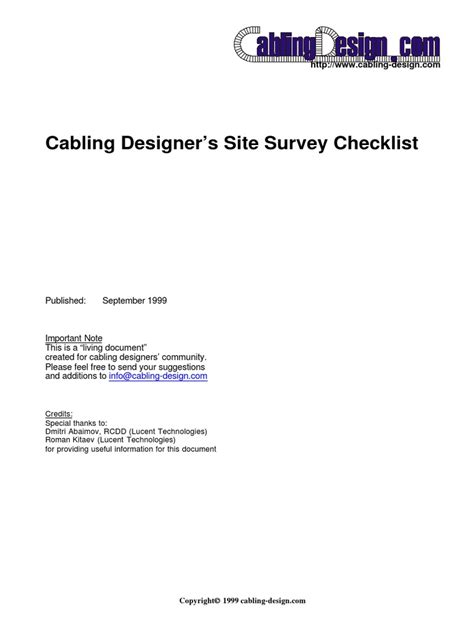 structured cabling site survey template