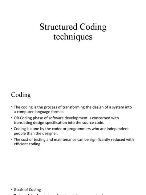 structured coding techniques in software engineering pdf