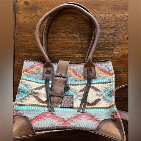 sts ranchwear turquoise and navy aztec bag