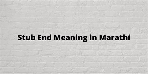 stub meaning in marathi