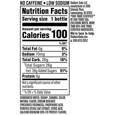 stubborn soda nutrition facts