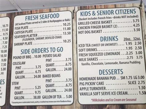 stubbs sanford nc menu