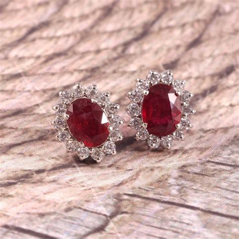 Stud Earrings Ruby Red