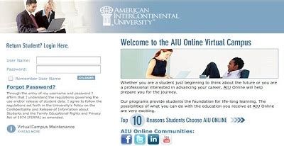 AIU Student login at www.aiuniv.edu