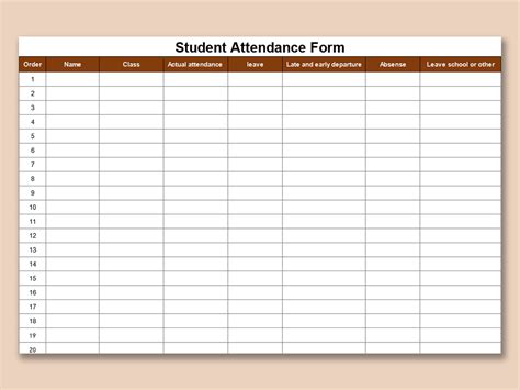 6 Student attendance Sheet Template Excel Excel Templates