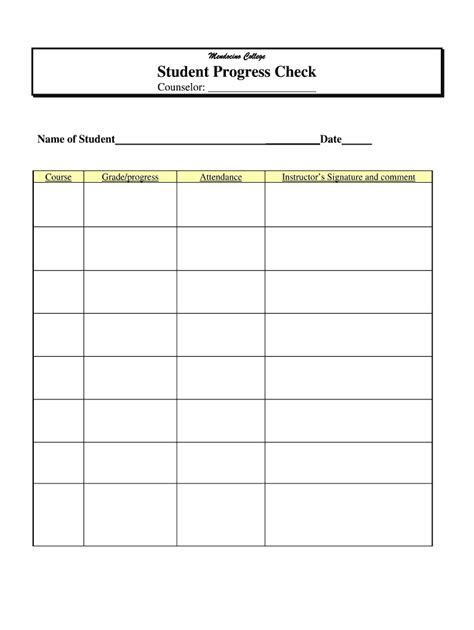 student check in form template