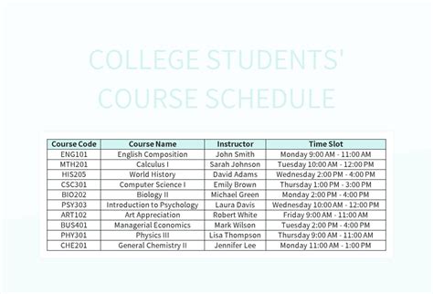 Student's Course Load and Schedule