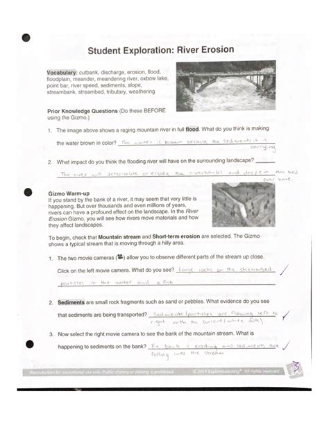 student exploration river erosion