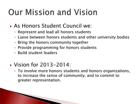 student government mission and vision