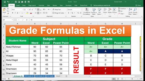 student grading system in excel