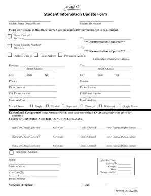Student Information Update Form