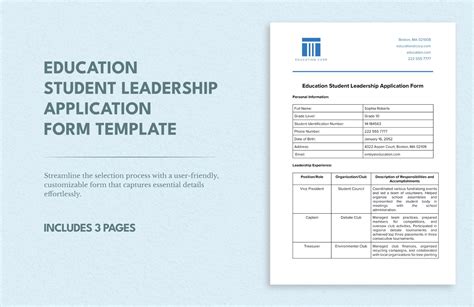 Student Leadership Application Template