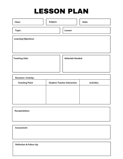 student teaching lesson plan template