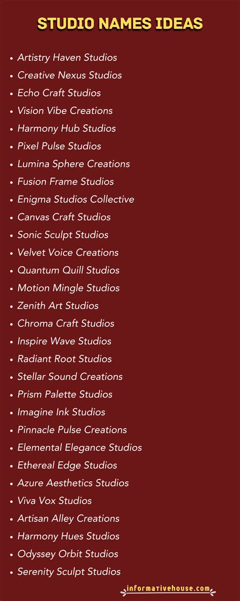 Studio Name Examples