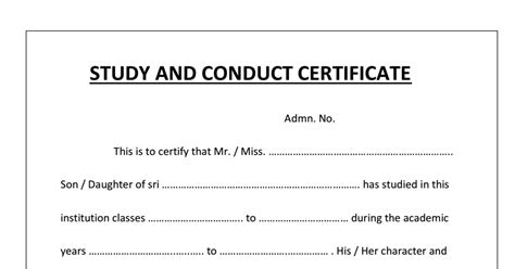 Conduct Certificate Format Fill Online, Printable, Fillable, Blank