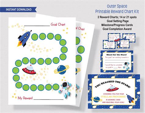 Study Goal Reward Chart Rocket Printable