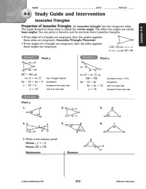 Study Guide And Intervention Isosceles Triangles