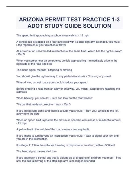study guide for arizona permit test