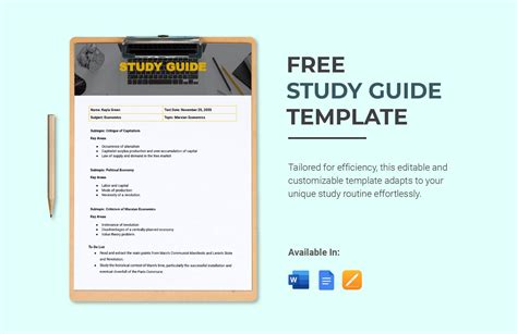 study guide template google docs free