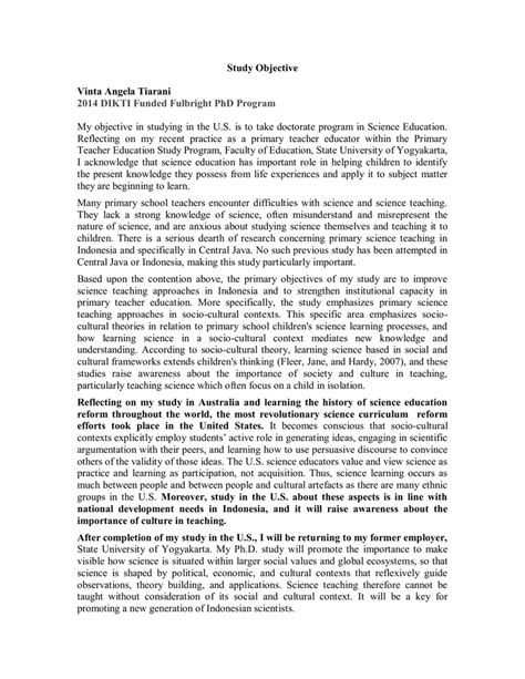 study objectives examples fulbright