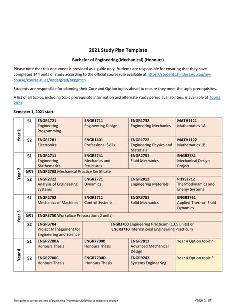 study plan for students example